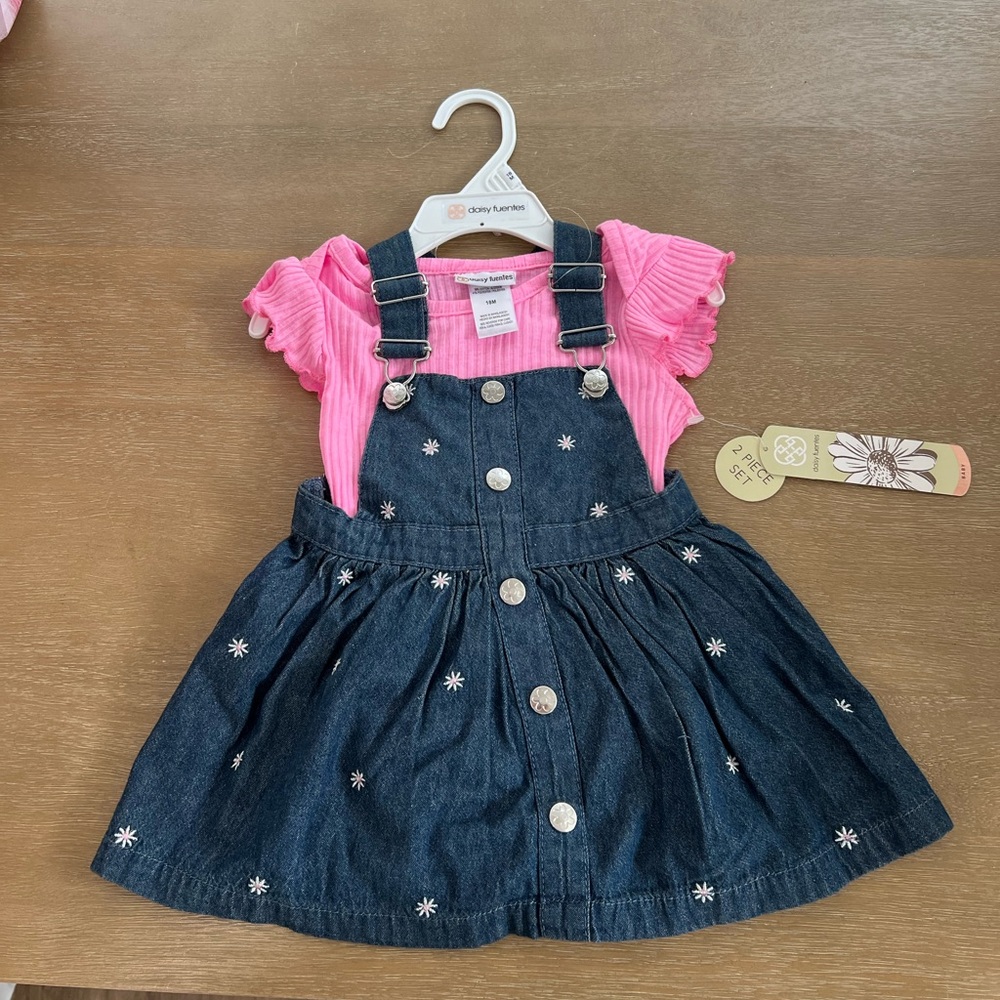 Daisy Fuentes 2-Piece Overall Baby Girl Outfit